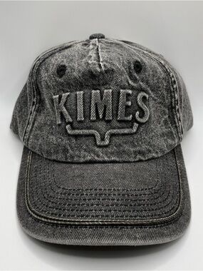 Kimes Ranch Branded KR Hat Embossed Black Wash Denim Leather Strapback Cap One S
